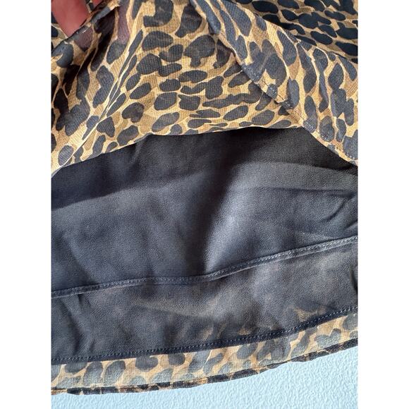 3 for $9 State 1 Leopard Print lined chiffon ruffle sleeve top M - Picture 4 of 8